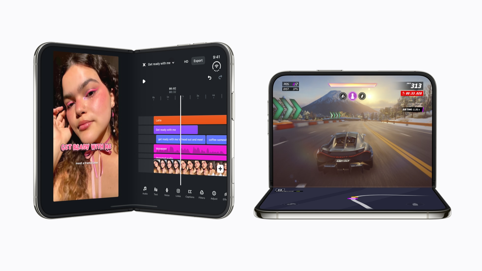 Apple iPhone DuoでInstagramのEditsとアスファルト:Legendsを表示したところ