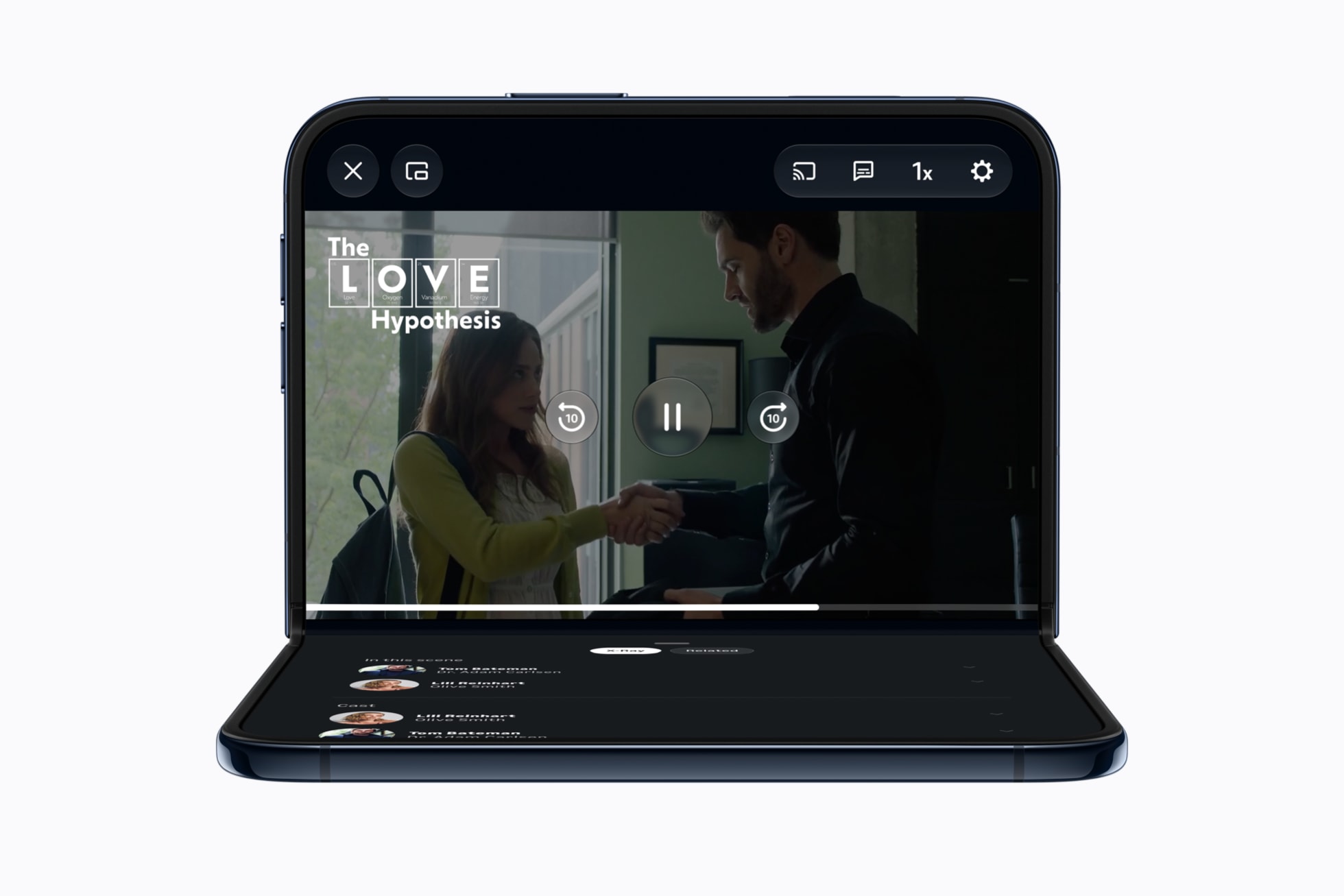 Apple iPhone DuoでPrime Videoを上下に分けて表示したところ